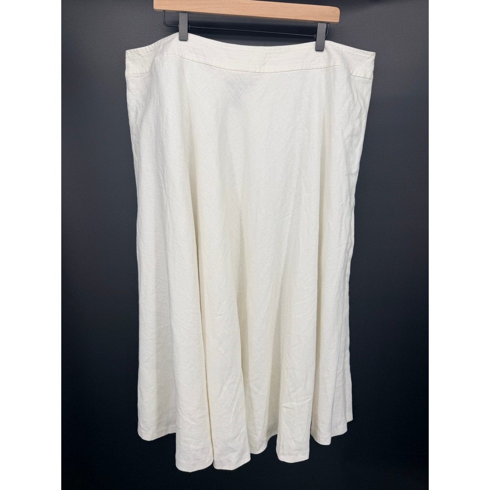Lauren Ralph Lauren Maxi Skirt Women 20W White Excellent Linen Lined A-Line